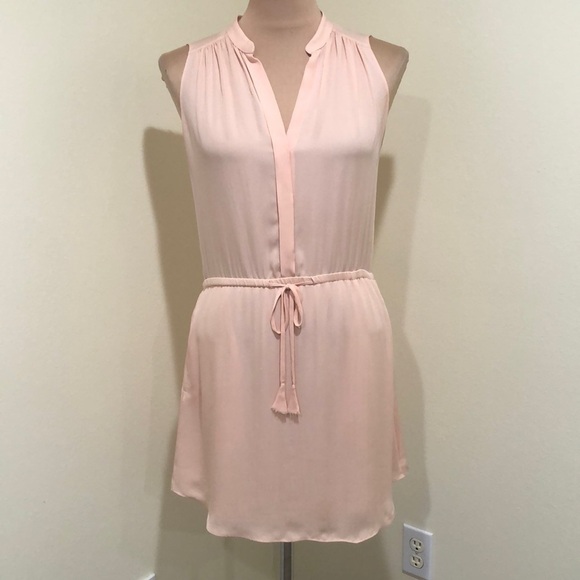 Babaton Silk Dress Size XS Pastel Peach Pink Sleeveless Sheath Mini Pullover - Picture 2 of 9